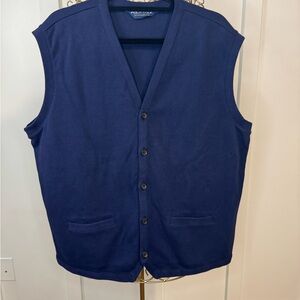 Polo Golf Ralph Lauren Navy Blue Button-Front Cotton Sweater Vest